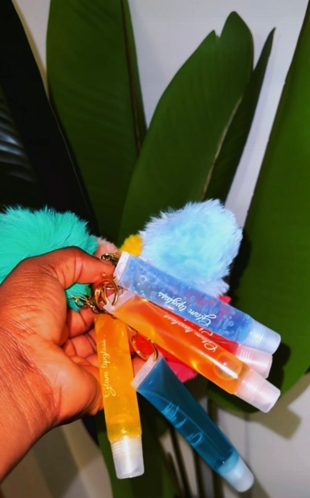Fluffy Glam with keychain Lips gloss