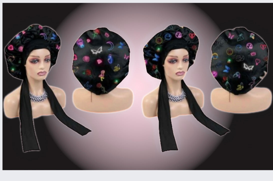 Neon emoji short Silk Bonnet