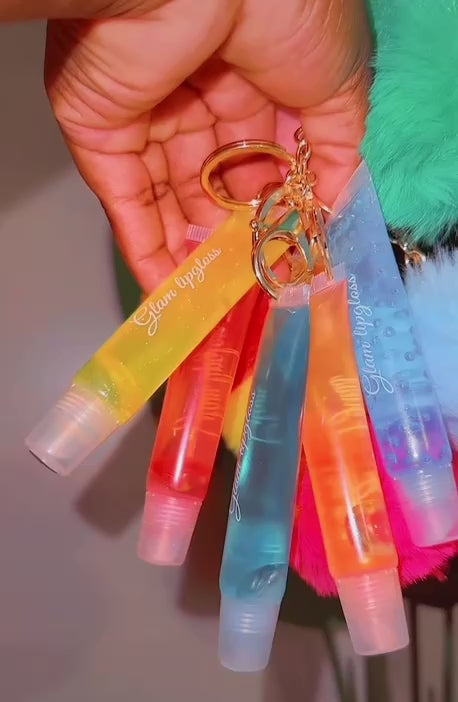 Fluffy Glam with keychain Lips gloss