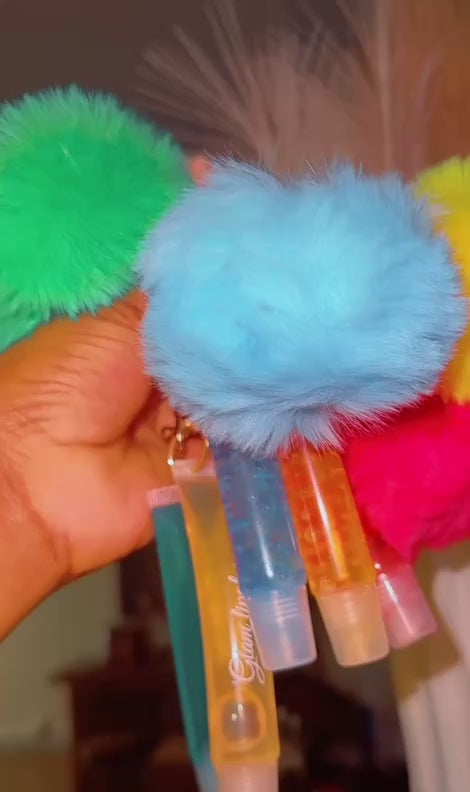 Fluffy Glam with keychain Lips gloss